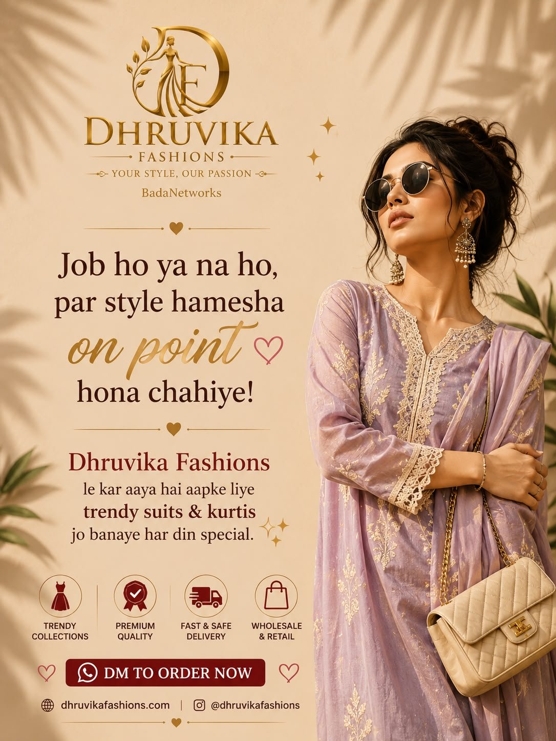 Celebration lifestyle photo of model wearing designer kurti